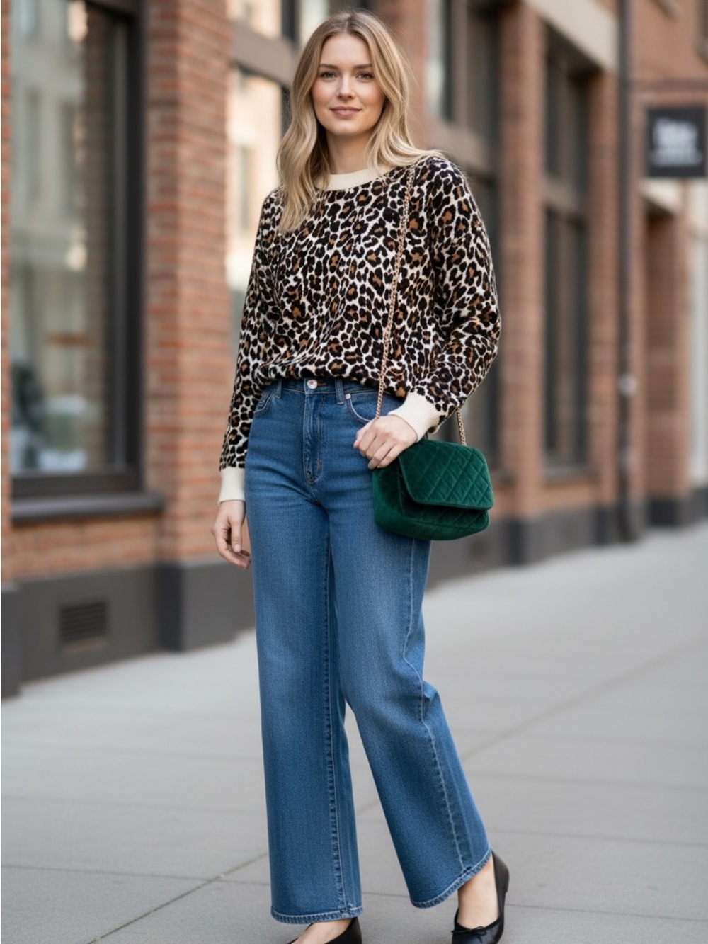 J. Crew Leopard Print Sweater in Cream, Black and Brown